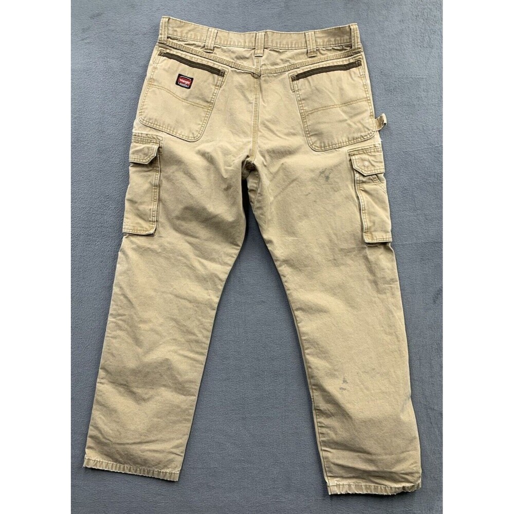Wrangler Cargo Workwear Pants Mens Size 38 X 31 Beige Outdoor Heavily Stained - Picture 2 of 16